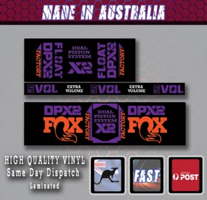 FOX DPX2 PURPLE NEW DESIGN (Reproduction) shock stickers - Aus Seller 2 styles - Picture 1 of 4