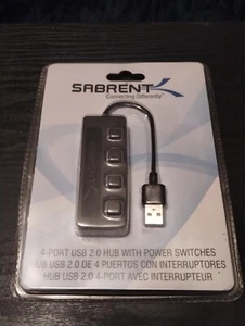 Sabrent 4-Port USB 2.0 Hub with Power Switches - Black - Picture 1 of 10