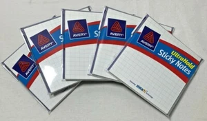 Lot of 5 Avery UltraHold Sticky Notes Graph Pads 75 Sheets each 4X4 White 22712 - Picture 1 of 6