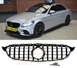 FÜR MERCEDES C KLASSE 2018+ W205 A205 S205 C205 C43 GT STYLE GLANZ SCHWARZ GITTER - Bild 1 von 7