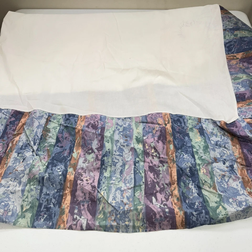vintage wamsutta bedskirt king purple green abstract blend y2k 90s 80s - Image 1 of 4