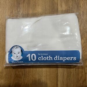 Gerber Cloth Diapers Flat Birdseye Pack 24x27 White 10 Panales Burp Cloth