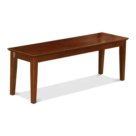 East West Furniture Capri 18" Traditional Wood Bench in Rich Mahogany Cover