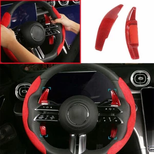 Extensión de paleta de cambio de volante de fibra de carbono roja para Benz Clase C 2022-23 - Imagen 1 de 10