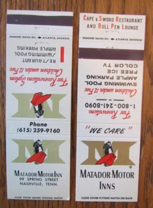 CUBIERTAS DE LIBRO DE CERILLAS TAURINAS: MATADOR MOTOR INN NASHVILLE, TN CERILLAS -D21 - Imagen 1 de 1