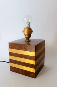 ♥ BASE PER LAMPADA DA TAVOLO IN LEGNO RADICA OTTONE VINTAGE DESIGN TURA RIZZO - Bild 1 von 6