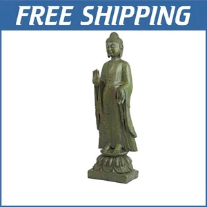 Enlightened Buddha Garden Statue - 40" Tall Asian Decor with Green Bronze Finish - Picture 1 of 10