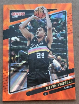 2021-22 Panini Donruss Devin Vassell #15 Holo Orange Laser San Antonio Spurs - Image 1 of 2