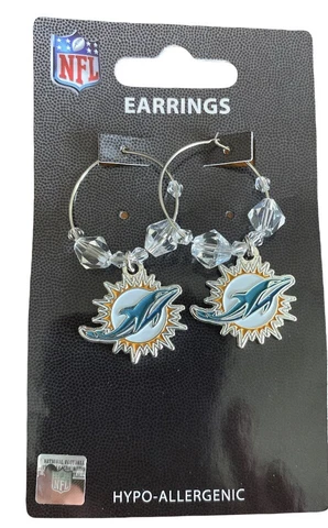 Aminco NFL Miami Dolphins Beaded Hoop Earrings Cover
