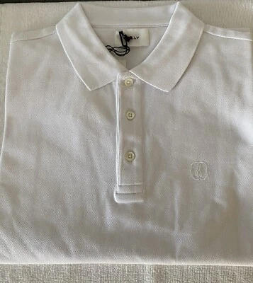 Bally New White Cotton Polo Shirt with White Logo Size S MSRP $260 - Image 1 of 4