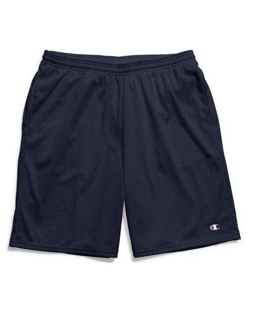 Champion 2370 Mens Navy Mesh Elastic Flat Front Athletic Shorts M BHFO
