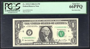 FR. 1933-F 2006 $1 FW FRN ATLANTA, GA “LOW SERIAL #9596” PCGS GEM UNC-66PPQ - Picture 1 of 2