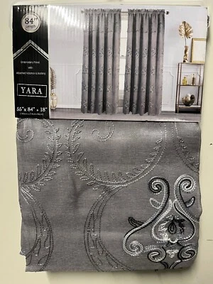Juego de 2 cortinas bordadas Yara Kylie con válvula adjunta y respaldo, 84" de largo Foto 1 de 4