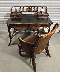 Thomasville Furniture Ernest Hemingway Collection Rattan Desk & Chair Set
