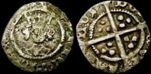 X001: Henry VI Medieval Hammered Silver HALFPENNY, Leaf-Trefoil, Spink 1905 - Bild 1 von 4