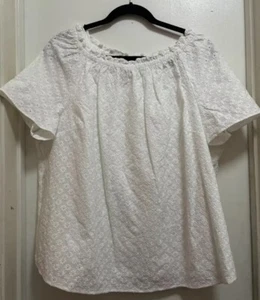 Talbots 2 In 1 Removable Eyelet Boat Neck Blouse Lined Tank Top Sz XL - Picture 1 of 12