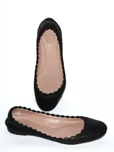 AUTH. CHLOE BLACK LEATHER SLIP ON BALLETS WOMEN SZ 38.5 *EUC* - Picture 1 of 10