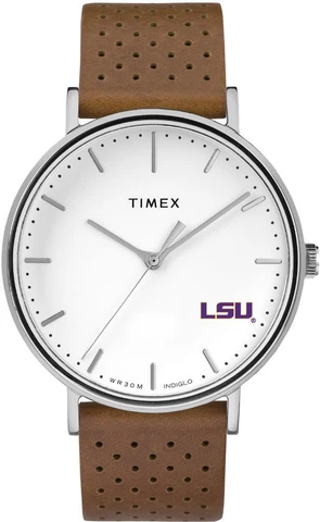 Womens Timex LSU Tigers Louisiana State Watch Bright Whites Leather Cover