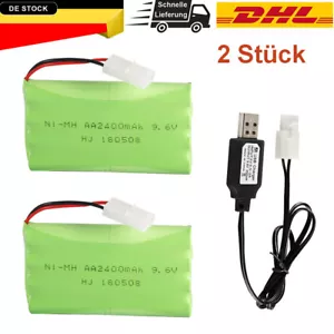 2 X 2400mAh 9,6V Ni-MH AA Akkus Tamiya Stecker mit USB-Ladegerät für RC Car Auto - Bild 1 von 12