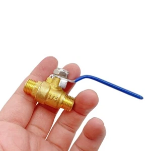 Hilo de conexión de tubo de aire válvula de bola de 1/4" 2 piezas latón macho BSP completo - Imagen 1 de 6