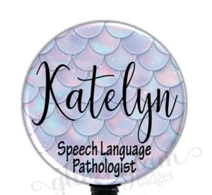 Mermaid Badge Holder, Script Badge Holder Reel, Personalized Mermaid Badge 4919 - Picture 1 of 8