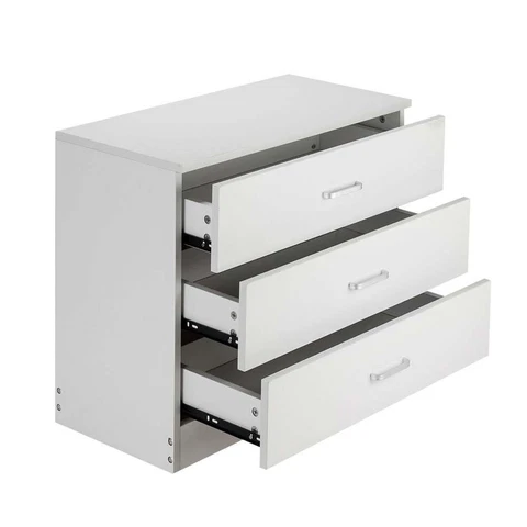 Modern White 3 Drawer Dresser Bedroom White Finish Cover