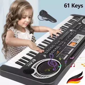 Klavier Keyboard,61 Tasten Elektronische Klaviertastatur mit Mikrofon für Kinder - Bild 1 von 11