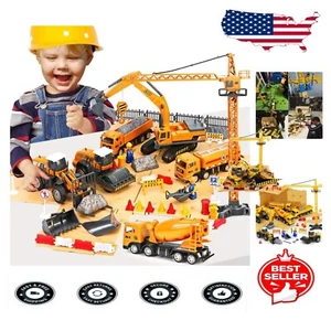 Interchangeable Construction Truck Set for Kids with Safety Features & Workers - Picture 1 of 8