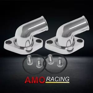 2Pcs Polished Aluminum 15° Swivel Water Neck Thermostat Housing SBC BBC Chevy - Picture 1 of 5