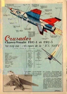 1960 DOCUMENT (ref CG 01) AVION CRUSADER CHANCE VOUGHT F8U-1 F8U-3 par TAVARD - Imagen 1 de 1