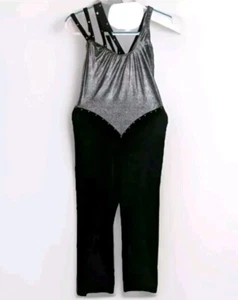 Tanzkostüm groß Overall schwarz Samt Jazz Stepp Festzug Kunst Stein Sprarkle  - Bild 1 von 11