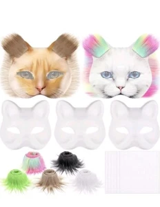 Cat Mask With Fur Theiran Masks DIY Animal Masks Halloween - Picture 1 of 2