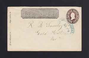 U58 3c Envelope USED - WELLS FARGO Imprint - San Francisco, CA to Gold Hill, NV - Picture 1 of 2