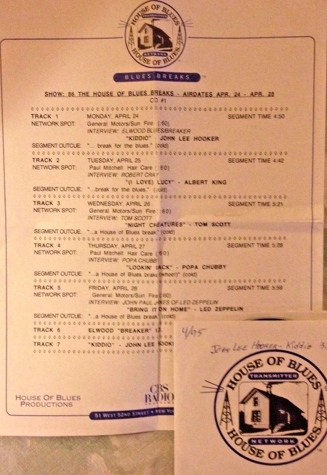 Radio Show: BLUES BREAKS 4/24/95 INTERVIEWS: JOHN PAUL JONES, ROBERT CRAY - Image 1 of 1