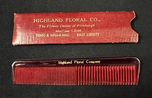 Vintage Highland Floral Company Hair Comb w/ Box Pittsburgh East Liberty USA - Picture 1 of 3