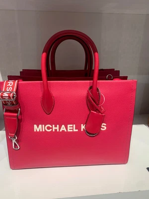 Michael Kors MK Medium Leather Crossbody Tote Bag Purse Shoulder Dark Raspberry - Image 1 of 4