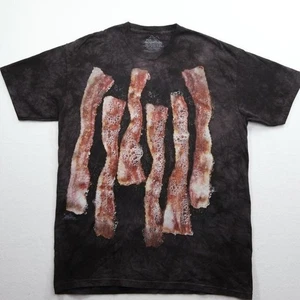 The Mountain Bacon Strips Shirt Mens L Black Short Sleeve Food Cooking Tie Dye - Picture 1 of 6