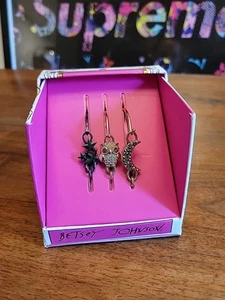 Betsey Johnson Silber Schwarz Sterne Eule Mond 3 Armband Set Neu - Bild 1 von 6