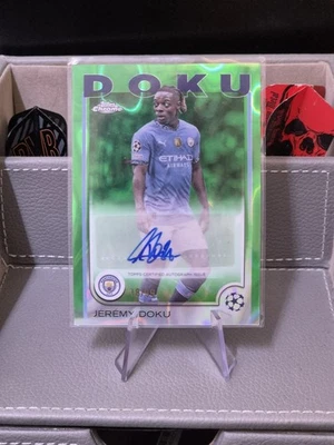 2024-25 Topps Chrome Jeremy Doku Manchester City Green Auto #/99 - Image 1 of 2
