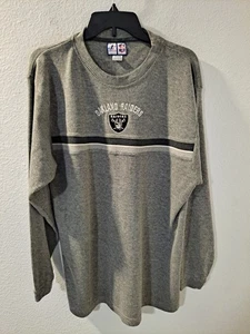 Camisa acanalada manga larga gris atlética Oakland Raiders con logotipo vintage para hombre mediana - Imagen 1 de 10