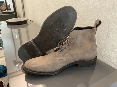 Nuevo En Caja Para Hombre Talla 12 AllSaints Trent Nuevo Cuero Tostado Botas de Vestir en Taupe Foto 1 de 3