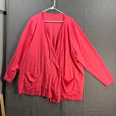 Isaac Mizrahi ¡EN VIVO! Cárdigan Essentials Pima Algodón Rosa Fresa Talla 4X Foto 1 de 4