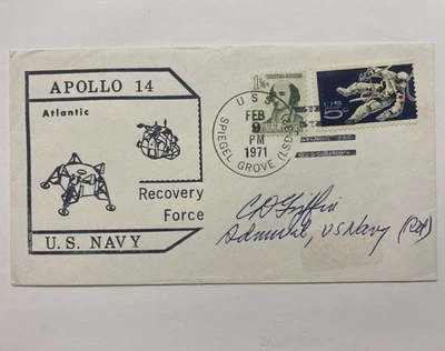 1971 APOLLO 14 RECOVERY FORCE FDC US NAVY ADM CHARLES GRIFFIN AUTOGRAPH SIGNED - Image 1 of 2