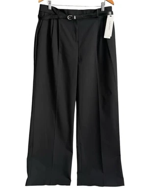 Nuevo con etiquetas Pantalones de vestir Calvin Klein para mujer 14 negros pierna larga ancha con cinturón corpcore Foto 1 de 4