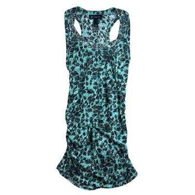 INC BOHO Retro Blue Leopard Print Tank Dress Tank Top Sleeveless Embellished - Image 1 of 4