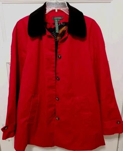 Chaqueta de Granero Lauren Ralph Lauren Damas Talla Grande Roja Algodón Forrada Ecuestre - Imagen 1 de 17