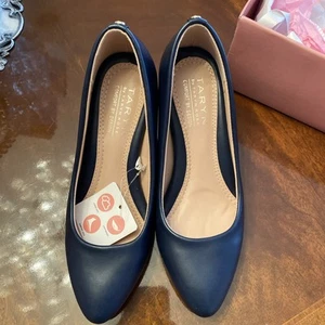 Taryn Rose Maine Navy Leather Block Heel Pumps Women’s Comfort Shoes Size 6.5 - Picture 1 of 12