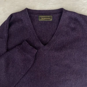 Peru Unlimited Baby Alpaca Wool Sweater Mens Large L Purple V Neck Knit Pullover - Picture 1 of 7