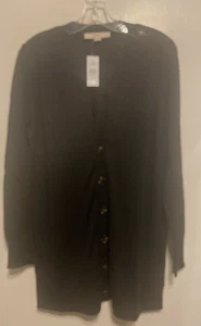 Maglione cardigan loft taglia media nero scollo a V bottoni davanti manica lunga nuovo con etichetta - Foto 1 di 6