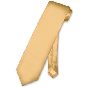 Corbata Biagio 100% SEDA EXTRA LARGA Color Dorado Sólido Para Hombres XL Corbata para Cuello - Imagen 1 de 2